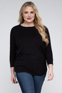 Luxe Rayon Boat Neck 3/4 Sleeve Top