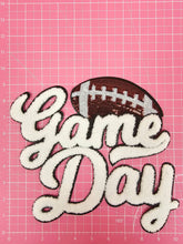 Scratch Decor - Large White Sequin Football Game Day Chenille Iron-on Black Glitter Patch