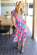 Bold & Beautiful Multicolor Abstract Floral Fit & Flare Midi Dress