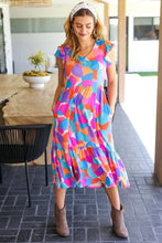 Bold & Beautiful Multicolor Abstract Floral Fit & Flare Midi Dress