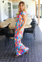 Scarlet & Aqua Geometric Print Wide Leg Jumpsuit