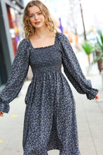 Keep You Close Black Smocking Ditsy Floral Woven Dress