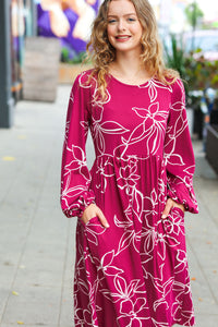 Sangria Fit & Flare Floral Print Midi Dress