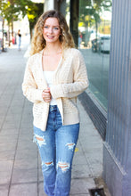 Follow Me Oatmeal Pointelle Knit Button Down Cardigan