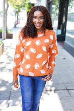 Game Day Orange Football Print Jacquard Knit Sweater