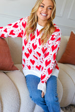 True Hearts Ivory & Red Heart Oversized Sweater