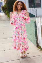 Beautiful You Frill V-Neck Shirred Waist Floral Maxi Dress