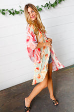 Lavender & Sage Colorblock Floral Print Chiffon Kimono