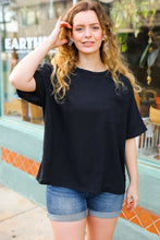 Be Bold Black Crinkle Texture Pocketed Dolman Top