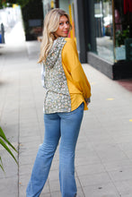 Mustard Stripe & Animal Print Banded Button Down Hoodie