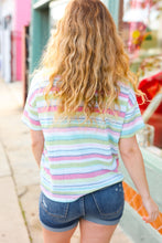 Lime & Navy Textured Vintage Stripe Sweater Top