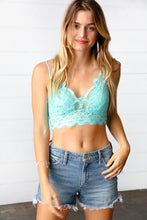 Turquoise Crochet Lace Bralette with Bra Pads