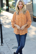 Rust Abstract Dot V Neck Woven Top