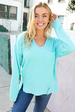 Eyes On You Seafoam Mineral Wash Rib Notch Neck Pocket Top