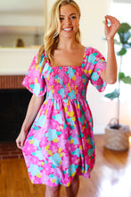 Vacay Vibes Fuchsia Floral Print Fit & Flare Smocked Dress