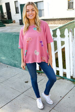 Beautiful You Pink Waffle Knit Dolman Bow Print Pullover