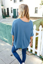 Casual Living Cotton Denim Blue Dolman French Terry Pullover