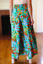 Summer Vibes Green & Orange Abstract Print Smocked Palazzo Pants