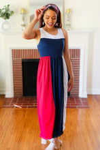 Patriotic Color Block Fit & Flare Maxi Dress