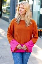 Loud Love Fuchsia & Rust Color Block Hacci Top