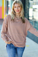 Latte Mineral Wash Rib Knit Hoodie