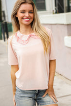 New Day Blush Flat Collar Floral French Terry Blouse