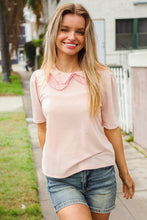 New Day Blush Flat Collar Floral French Terry Blouse