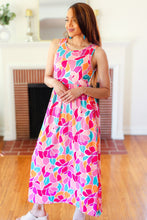 Hello Beautiful Fuchsia Abstract Floral Fit & Flare Maxi Dress