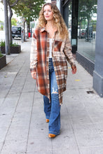 Stand Out Rust & Taupe Color Block Plaid Longline Shacket