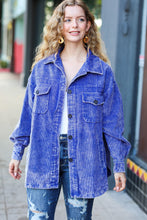 Call On Me Blue Vintage Oversized Corduroy Shacket