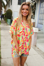 Casual Chic Multicolor Abstract V Neck Dolman Sleeve Top