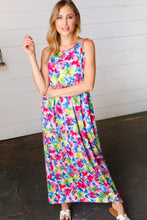 Watercolor Floral Fit and Flare Sleeveless Maxi Dress