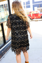 Feeling The Love Black & Gold Diamond Pattern Sequin Fringe Dress