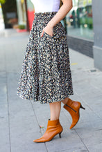 It's Your Day Black Ditzy Floral Smocked Waist Midi Skirt