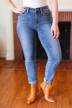 Judy Blue Medium Blue Mid-Rise Slim Fit Cuffed Jeans