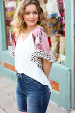 Seize The Day Cream Floral & Animal Print Ruffle Sleeve Top