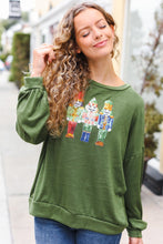 Be Merry Forest Green Nutcracker Sequin Hacci Top