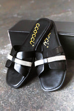 Black Vegan Leather & Rhinestone Slide Sandals