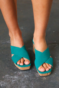 Emerald Chandra Faux Leather Cork Platform Sandals