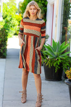Love You Truly Taupe & Black Leopard Stripe Fit & Flare Dress