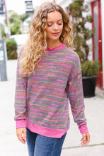 Bring Joy Magenta Multicolor Textured Waffle Knit Sweater