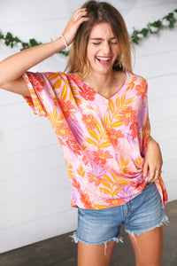 Lilac Tropical Floral Print Woven Top