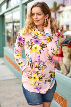 Just My Type Pink Floral Cowl Neck Sweater Top