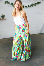 Fushcia & Green Boho Wide Leg Tie Waist Twofer Jumpsuit