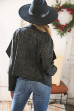 Black Holiday Matte Foiled Cheetah Print Blazer Jacket