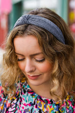 Smoke Gray Ribbed Knit Top Knot Headband