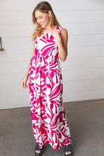 Magenta & White Floral Fit and Flare Sleeveless Maxi Dress