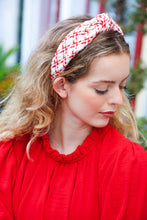 Cream Gold & Red Knit Top Knot Headband