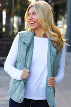 Layer Up Sage High Neck Quilted Puffer Vest