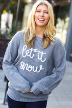 Take Me In Grey Embroidery "Let It Snow" Lurex Sweater